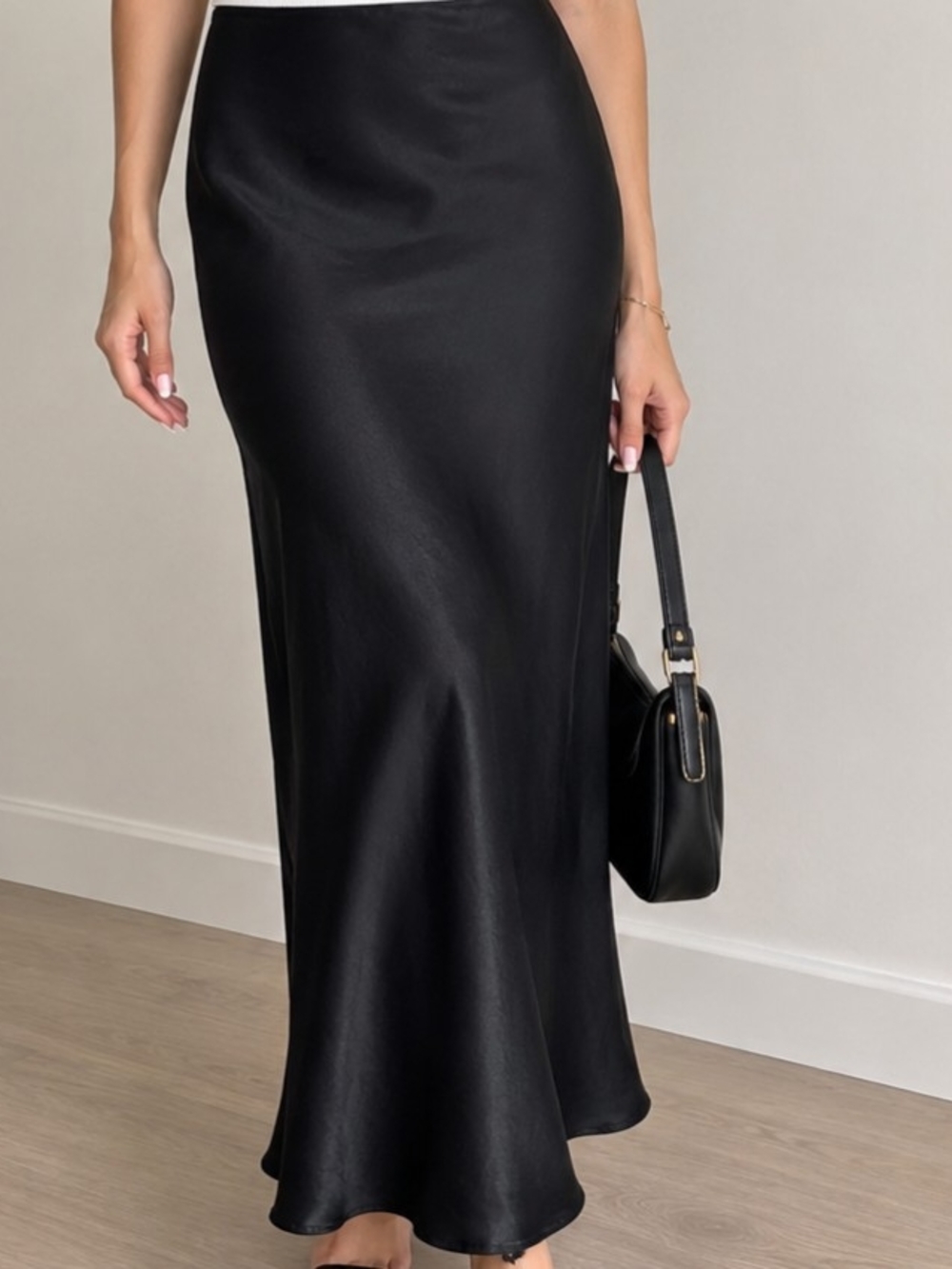 Forever 21 Black Satin Maxi Skirt